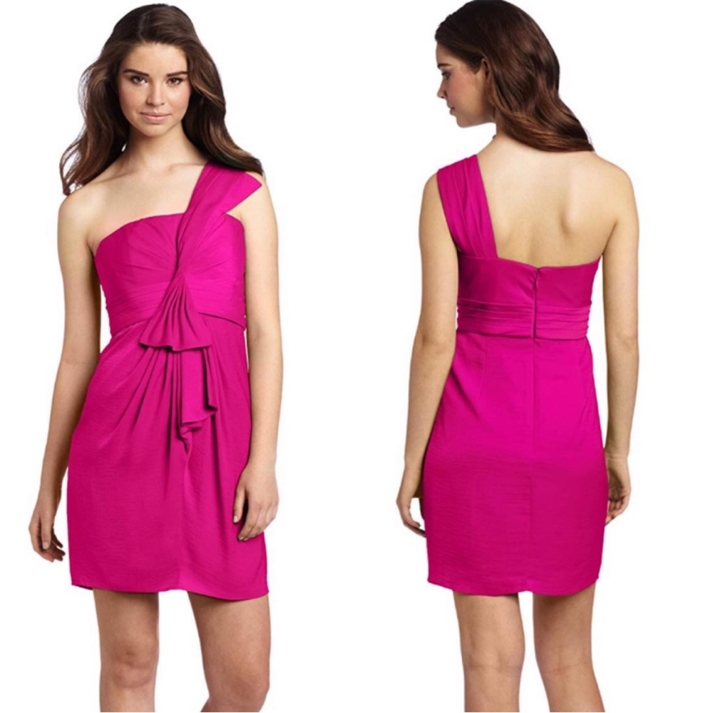 BCBGMAXAZRIA Barbie Pink One Shoulder Dress size 6